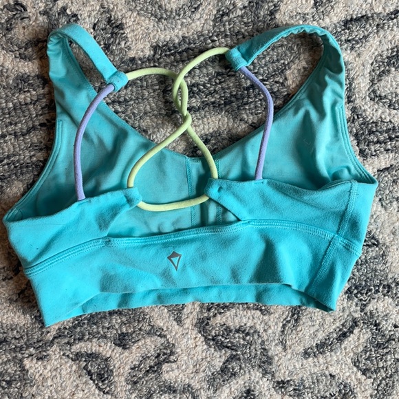 Iivivva sports bra, Woman’s size XS, blue with strappy multi-colored back - Picture 2 of 3